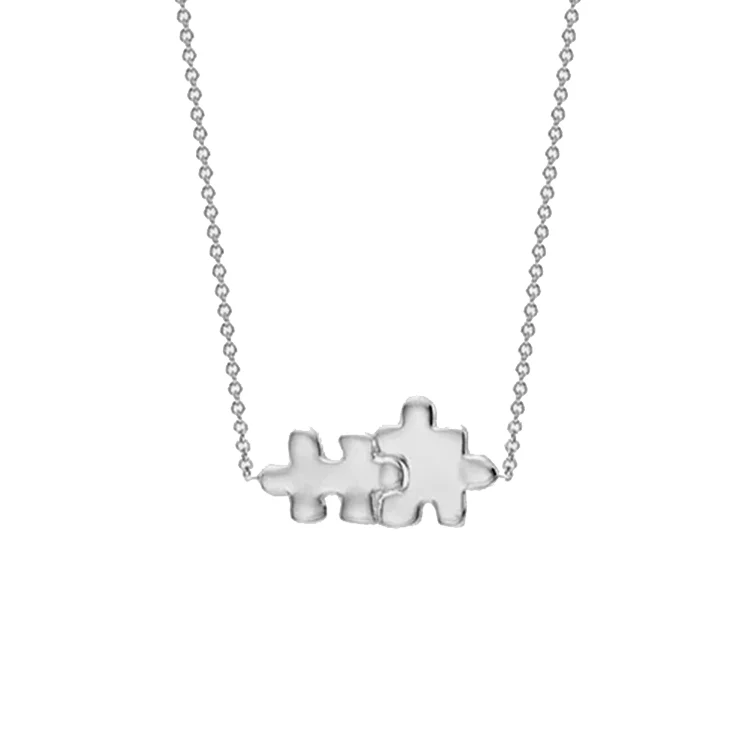 Solid Gold Jigsaw Puzzle Necklace - Image 2