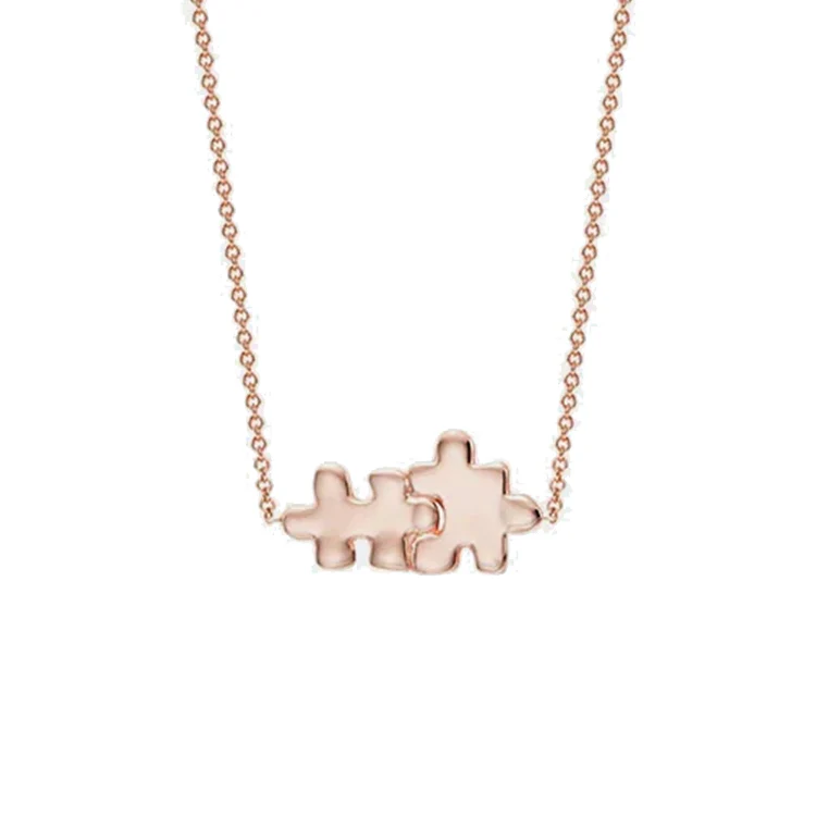 Solid Gold Jigsaw Puzzle Necklace - Image 3