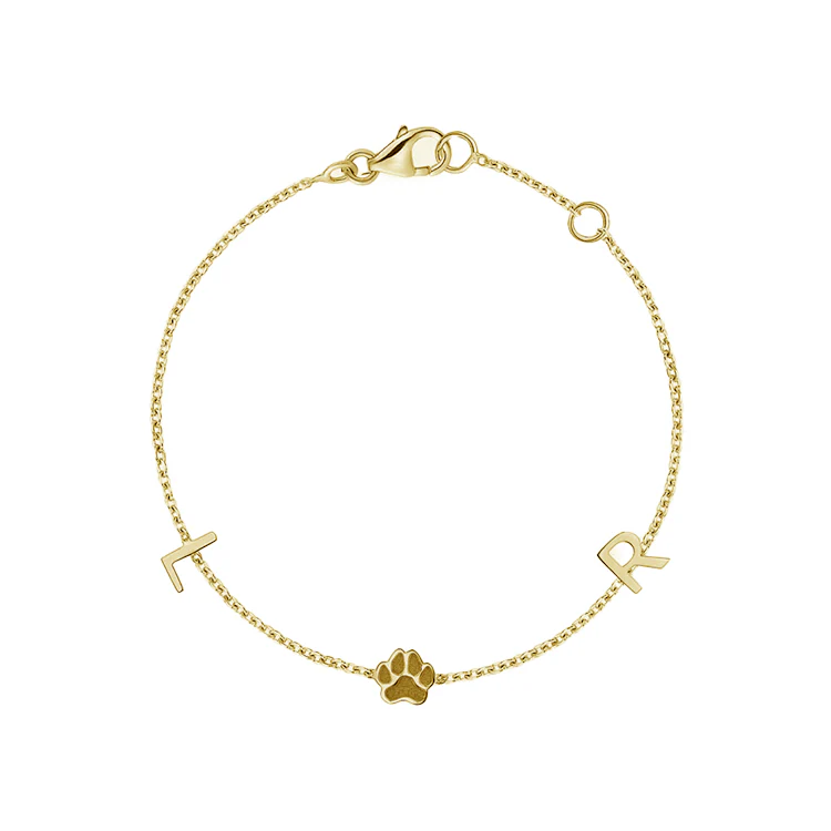 Solid Gold Multi-Initial Paw Print Bracelet - Image 6