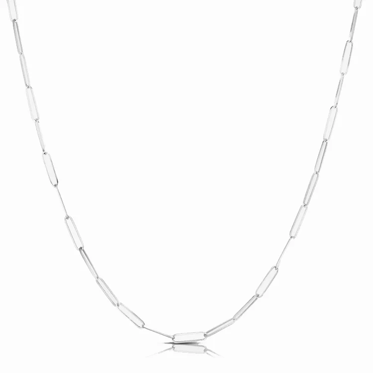 Solid Gold Paper Clip Chain Link Necklace - Image 6