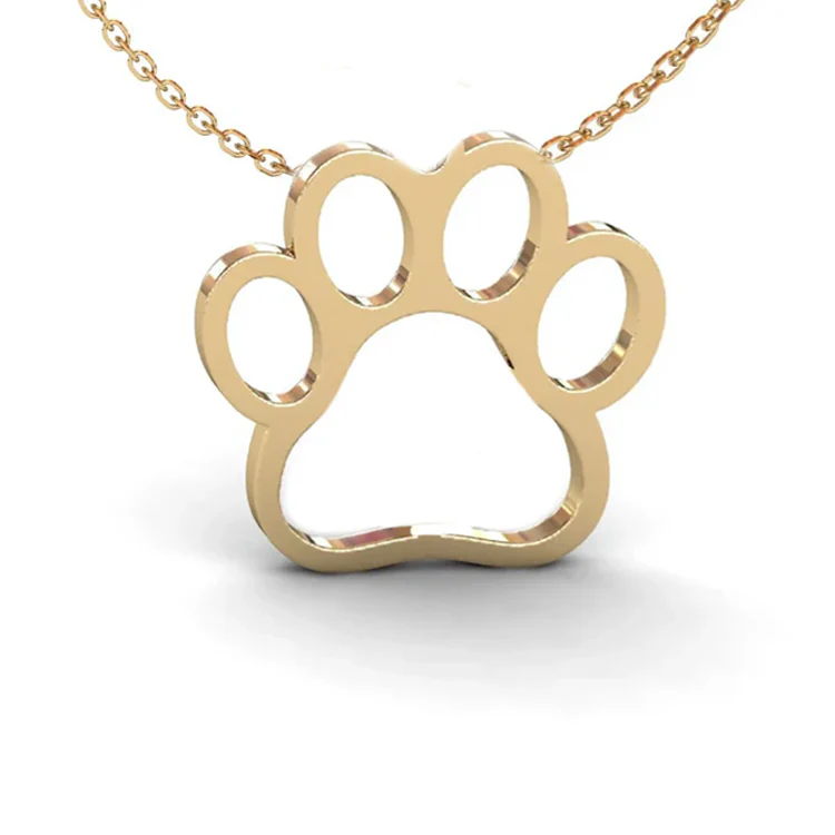 Solid Gold Paw Print Necklace