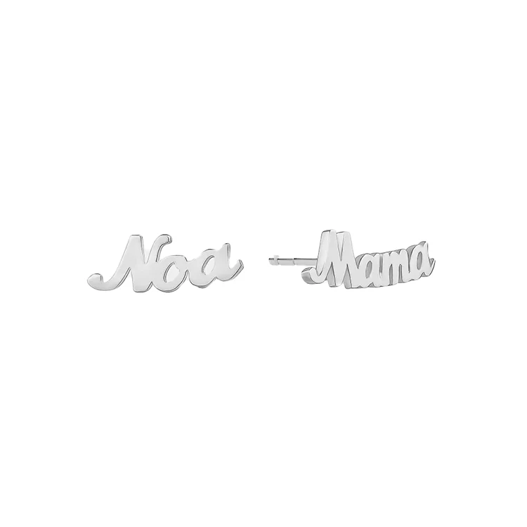 Solid Gold Script Name Studs - Image 3