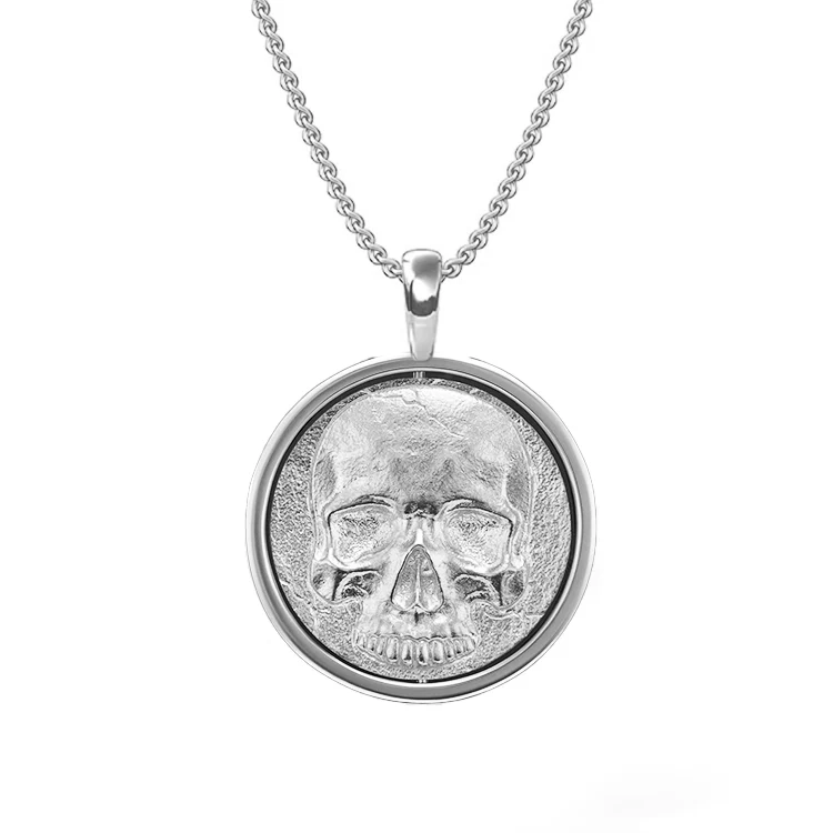 Solid Gold Skull Disk Pendant - Image 2