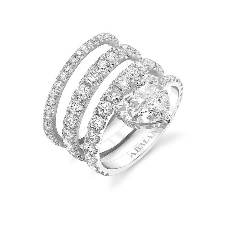 Stacked Spiral Heart Diamond Ring - Image 3