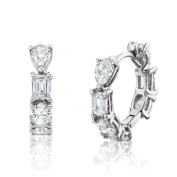 Starlette Mixed Diamond Hoops - Image 2