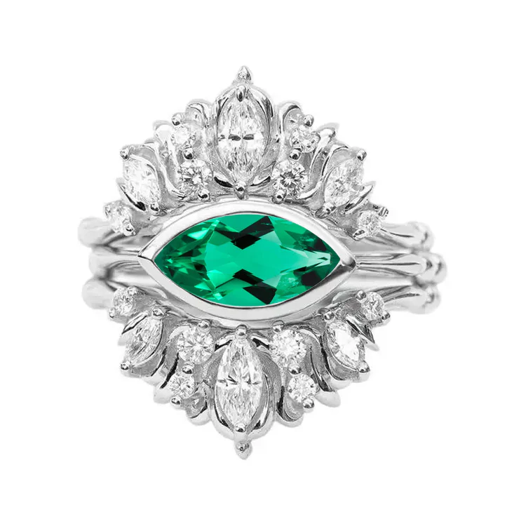 The Eye of Hope Diamond and Emerald Ring