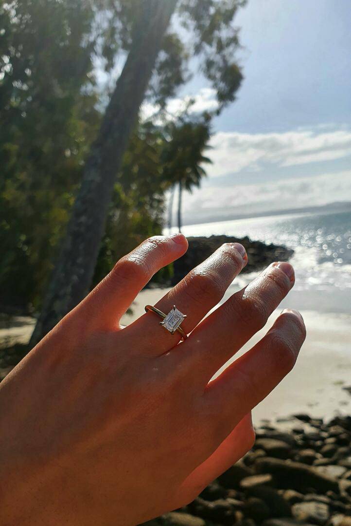 Tiffany Emerald Lab Grown Engagement Ring - Image 5