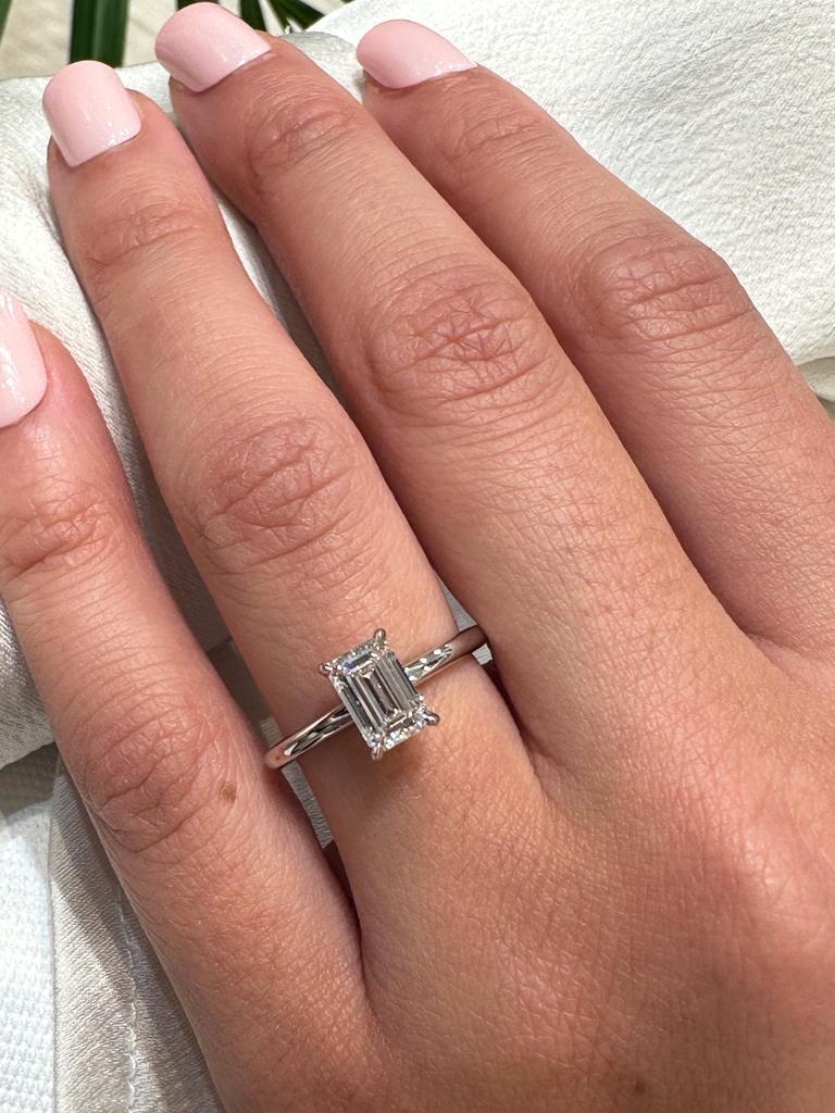 Tiffany Emerald Lab Grown Engagement Ring - Image 6