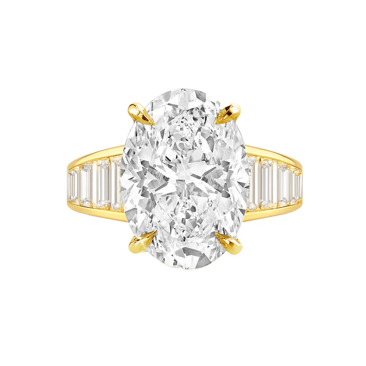 Zaria Oval with Baguette Side Stones Lab Grown Engagement Ring